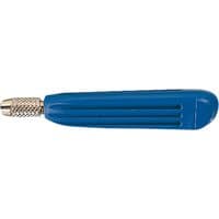 Blue Draper needle file handle, 110mm, with textured silver grip and ergonomic design.