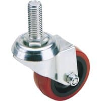 Swivel bolt fixing polyurethane wheel, 50mm diameter, red and black with silver metal bracket, by Draper.