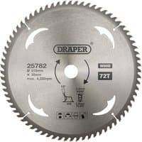 Silver Draper TCT circular saw blade for wood, 315 x 30mm, 72 teeth, with branding and specifications on the surface.