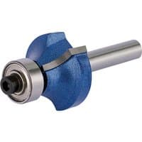 Blue and silver Draper TCT router bit with 1/4" shank, 25 x 7mm radius, featuring a rounded cutting edge.