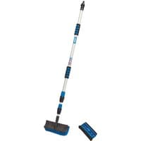 Draper telescopic washing brush, 3m, silver handle, blue bristles, black grip sections, detachable head.