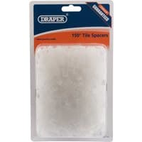Draper Tile Spacers, 8mm, pack of approx 150, white plastic cross-shaped pieces in clear plastic packaging.