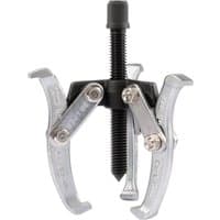 Silver Draper triple leg reversible puller with black central screw, 65mm reach, 75mm spread, curved arms.