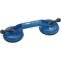 Blue Draper Twin Suction Cup Lifter with two black handles and sturdy plastic construction.