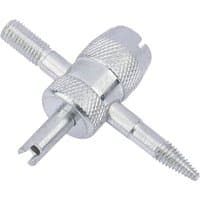Silver Draper tyre valve repair tool with knurled grip and dual-threaded ends for valve core removal and installation.