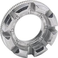 Silver Draper Universal Bicycle Spoke Key with multiple gauge slots and textured edges for grip.