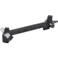 Black Draper vehicle drain plug wrench, 225mm, with 9 hexagonal socket sizes on a sturdy metal bar.