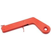 Red Draper W735 Flint Gun with angled handle, circular hole at one end, and visible flint wheel mechanism.