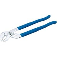 Draper waterpump pliers, 240mm, with blue rubber grips and adjustable jaws, 36mm capacity.