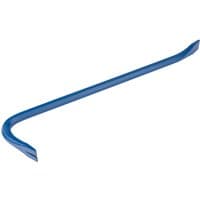 Blue Draper wrecking bar, 450mm, with curved claw on one end and flat chisel on the other.
