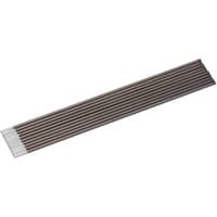 Pack of 10 Draper Zirconiated Tungsten Electrodes, 2.4 x 150mm, silver tips with gray shafts, neatly aligned.