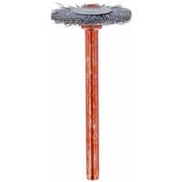 Dremel 19mm stainless steel brush with red shaft and circular bristle head, set of two brushes.
