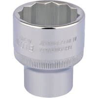 Silver Elora bi-hexagon socket, 1/2" square drive, 30mm size, with engraved branding and knurled grip.