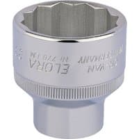 Silver Elora bi-hexagon socket, 1/2" square drive, 33mm, with engraved branding and textured grip.