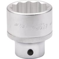 Silver Elora bi-hexagon socket, 1.3/4" size, 3/4" square drive, with engraved branding and knurled grip.