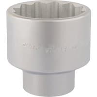 Silver Elora Bi-Hexagon socket, 1" square drive, 2.3/4" size, with a smooth cylindrical body and grooved interior.