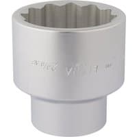 Silver Elora bi-hexagon socket, 1" square drive, 2.3/8" size, with engraved branding and smooth finish.