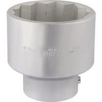 Elora Bi-Hexagon Socket, 1" Sq. Dr., 3.1/8", silver metallic finish, hexagonal interior, cylindrical shape.