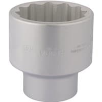 Elora Bi-Hexagon Socket, 1" Sq. Dr., 60mm, silver with a textured grip and engraved branding.