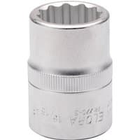 Silver Elora bi-hexagon socket, 15/16" size, 3/4" square drive, with knurled grip and polished finish.