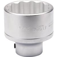Silver Elora Bi-Hexagon socket, 2.3/8" size, 3/4" square drive, with engraved branding and knurled grip.