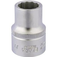 Silver Elora bi-hexagon socket, 3/4" square drive, 19mm size, with engraved branding and ridged grip.