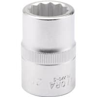 Silver Elora Bi-Hexagon Socket, 3/4" square drive, 21mm, with a knurled grip and engraved branding.