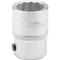 Silver Elora bi-hexagon socket, 3/4" square drive, 27mm, with engraved text and smooth cylindrical design.