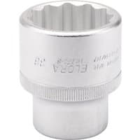 Elora silver bi-hexagon socket, 3/4" square drive, 36mm, with engraved branding and textured grip.