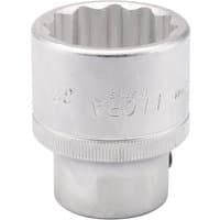 Silver Elora bi-hexagon socket, 3/4" square drive, 37mm, with engraved branding and knurled grip.