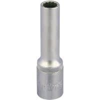 Elora Deep Bi-Hexagon Socket, 1/2" drive, 10mm, silver metallic finish, elongated cylindrical shape.