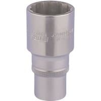 Silver Elora deep bi-hexagon socket, 1/2" square drive, 30mm, with engraved branding and smooth finish.