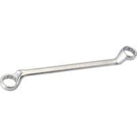 Silver Elora deep crank imperial ring spanner with dual ends, sizes 1.1/4 and 1.7/16 inches, curved design.