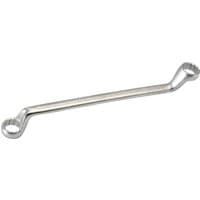 Elora Deep Crank Metric Ring Spanner, silver, dual-ended with 18 x 19mm sizes, curved handle for leverage.