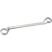 Silver Elora deep crank metric ring spanner, 46 x 50mm, with offset ends and polished finish.
