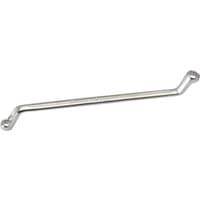 Silver Elora deep crank metric ring spanner, 6 x 7mm, with angled ends and polished finish.