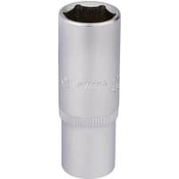 Silver Elora deep socket, 1/4" square drive, 13mm, with knurled grip and engraved branding.