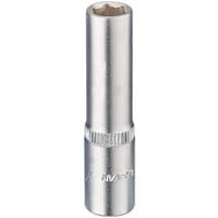 Silver Elora deep socket, 1/4" square drive, 7mm, with a smooth cylindrical body and engraved brand name.