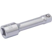 Silver Elora extension bar, 3/8" square drive, 75mm length, with a smooth finish and engraved branding.