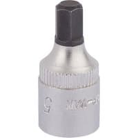 Silver Elora hexagon screwdriver socket, 1/4" square drive, 5mm, with a knurled grip and black hex tip.