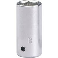 Silver Elora hexagon socket, 1/4" square drive, 8mm size, cylindrical shape with engraved "8" marking.