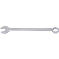 Silver Elora long combination spanner, 36mm, with open end and ring end, sleek and polished finish.