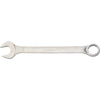 Silver Elora long combination spanner, 75mm, with open-end and ring-end wrench, polished finish.