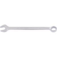 Silver Elora Long Imperial Combination Spanner, 7/8", with open end and ring end, sleek and polished finish.