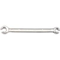 Silver Elora metric flare nut spanner, dual-ended with 10mm and 12mm open ends, sleek chrome finish.