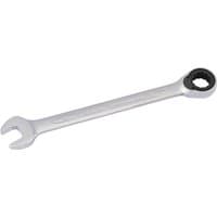 Silver Elora 13mm metric ratcheting combination spanner with open-end and ratcheting box-end.