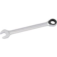 Silver Elora 17mm metric ratcheting combination spanner with open-end and ratchet ring on opposite ends.