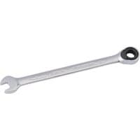 Silver Elora 8mm metric ratcheting combination spanner with open-end and ring ratchet on opposite sides.