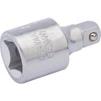 Elora Socket Converter, metallic silver finish, 3/8" female to 1/4" male adapter with engraved brand text.