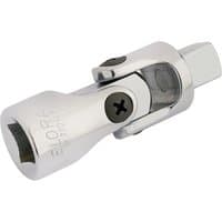 Silver Elora universal joint, 1/2" square drive, 75mm length, with pivoting mechanism and engraved branding.